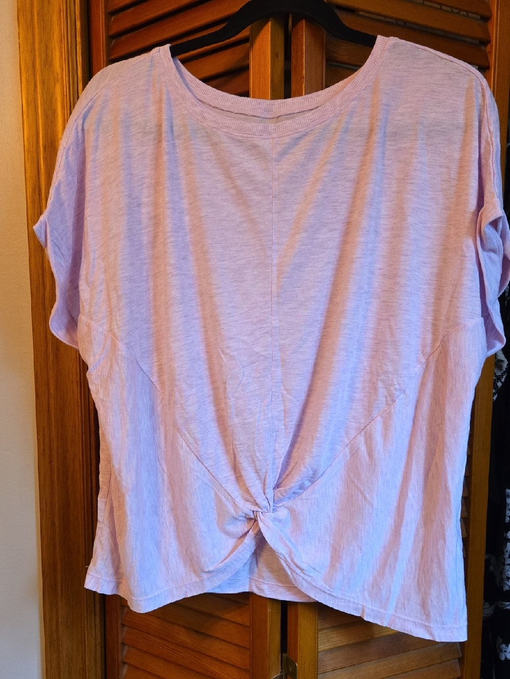 Lavender Twist-Front Short Sleeve Tee - Women
